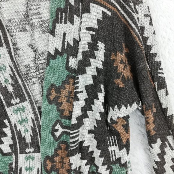 EyeShadow Womens Cardigan Aztec Open Front Multicolor Long Sleeve Medium - Picture 5 of 10